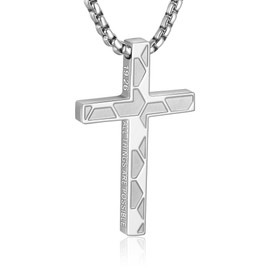 WINFY Soccer Cross Necklace for Boys Men Inspirational Christian Bible Verse Cross Pendant Stainless Steel Chain 20+2 inch Soccer Jewelry Religious Gift for Men(Silver 19-26)