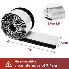 Car Heat Shield for Hose Lines & Electrical Wiring, Wire Heat Shield Automotive for Exhaust and High-Temperature Pipes with 20 Pcs Stainless Steel Ties (Silver, 1.9cm I.D. x 3 m)