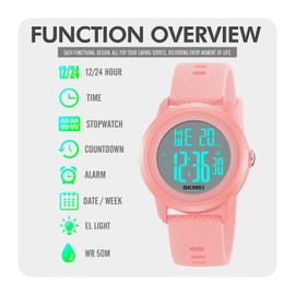CakCity Digital Sports Watch for Women Men Waterproof Stopwatch Rubber Strap Wristwatch with Luminous Display, Alarm, Chime, EL Backlight, Countdown Unisex Outdoor Multifunction Watch