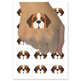 Peeking Saint Bernard Dog Temporary Tattoo Water Resistant Fake Body Art Set Collection - 15 2" Tattoos (1 Sheet)