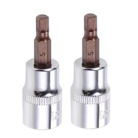 2PCS Juttzzei Hex Bit Socket, 3/8" Drive x H5 (5mm) Allen Key Socket, Premium S2 Alloy Steel 5mm Hex Bit with 1.89" Length for Torque Wrench, Ratchet Wrench, Impact Power Drills