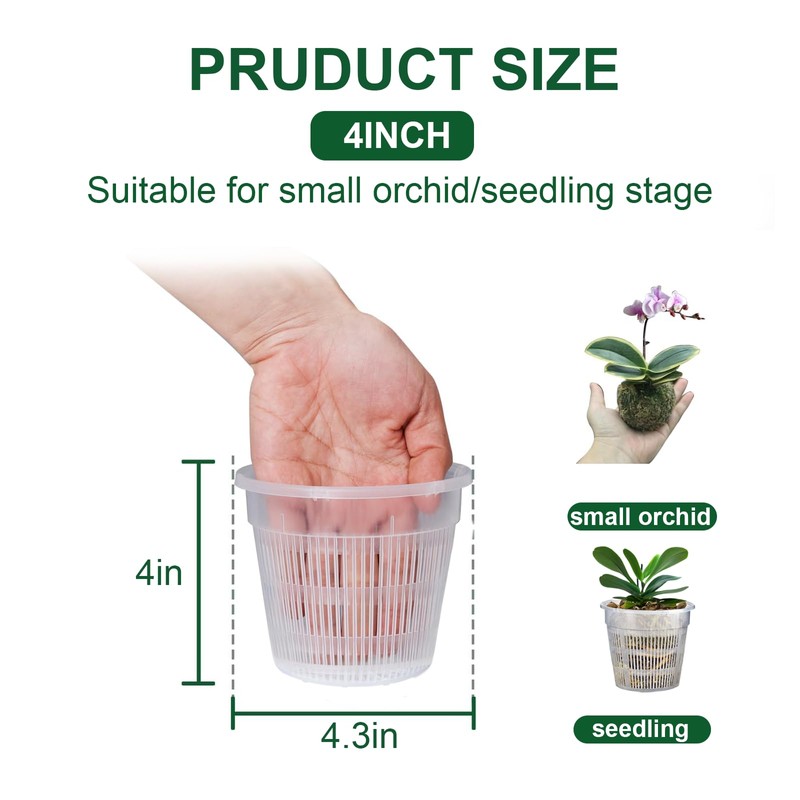 HOUSEASSIST Orchid Pot, 8 Pack Orchid Pots with Holes, 4.3"