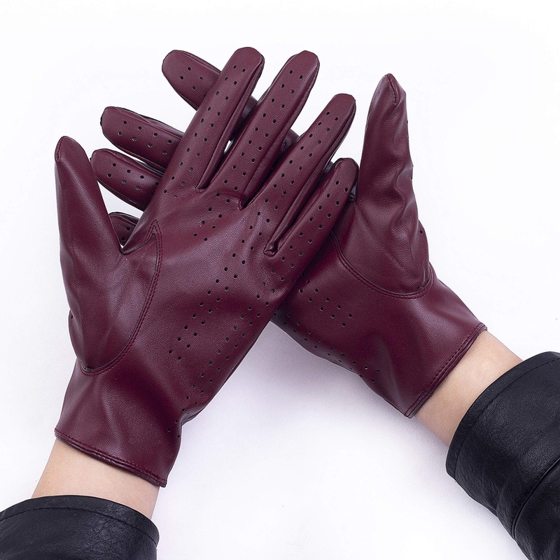 Riparo Men's Vegan Leather Full-finger Driving Touchscreen Gloves (X-Small, Dark