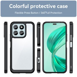 PENGPAI Funda para Honor X8b Uso Rudo Case Acrílico Anti-Amarillo Carcasa Bumper Antiarañazos Respaldo Antigolpes Cover Transparente XC