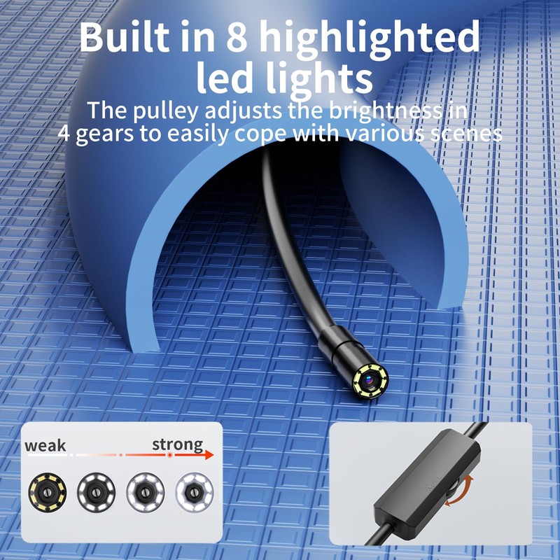Endoscope Inspection Camera,Picache 1920P Type-C Borescope Endoscope Camera with Light,Snake