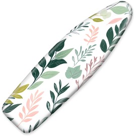 Ironing Board Cover, Standard Size 15" x 54" Thickly Padded with Non-Slip Elastic Edges and Adjustable Hook and Loop Straps (Ironing Board Not Included) (Leaves, 15"x54")