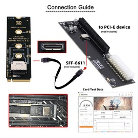 NFHK 2280 PCI-E4.0 M.2 M-Key to Oculink SFF-8612 SFF-8611 Vertical Host Adapter for NVME U.2 SSD eGPU