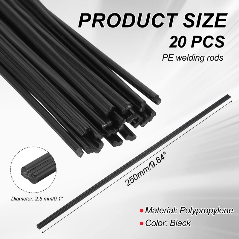 YELARXI Plastic Welding Rods, 9.8 Inch PE Welder Rod High-Strength