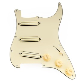 Musiclily Pro-SE ST-DPHA SSS Strat Pre-wired Pickguard for Alnico 5 Single Size Humbucker Strat Electric Guitar 3P Cream