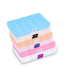 RJUP 6-Pack Plastic Organizer Box, Clear Storage Containers with Adjustable Dividers, Tackle Box, Craft Storage Organizer, Bead Organizer Box for Jewelry, Small Parts, and Tools Colorful