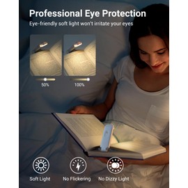 DEWENWILS USB Rechargeable Book Reading Light, 3000K Warm White, Brightness Adjustable Clip on LED Bookmark Lamp at Night in Bed, Portable Booklight for Bookworms, Kids