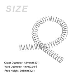 METALLIXITY Compression Springs (1x12mm OD,305mm Free Length) 304 Stainless Steel Extension Spring - for Shop Home Repairs, DIY Projects, Silver Tone