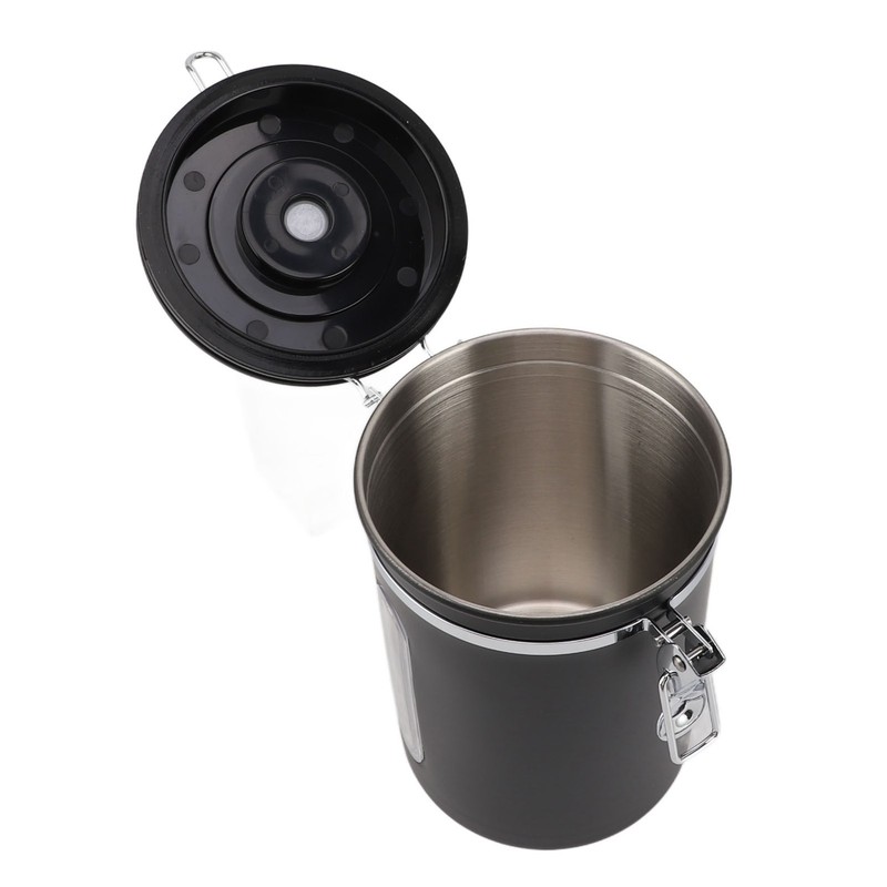 Coffee Canister 1800ml 304 Stainless Steel Window Design One Way