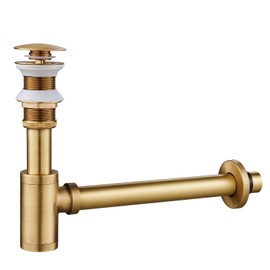 Universal Siphon for Sink & Washbasin, KEOKBON Syphon & Pop Up Valve Drain Fitting without Overflow Plug Drain Odour Trap Cleaning Opening Perfect Fit Tube Siphon, Antique