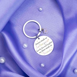 VMHEFAV Retirement Gift For Women Unique Coworker Keychain Gifts For Female Colleague Work Bestie Cute Flower Decor Charm Keyring Present For Her Going Away Christmas Funny Farewell Gifts