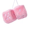 Heart Embroidered Baby Pink Fuzzy Plush Dice - 3-Inch Decorative
