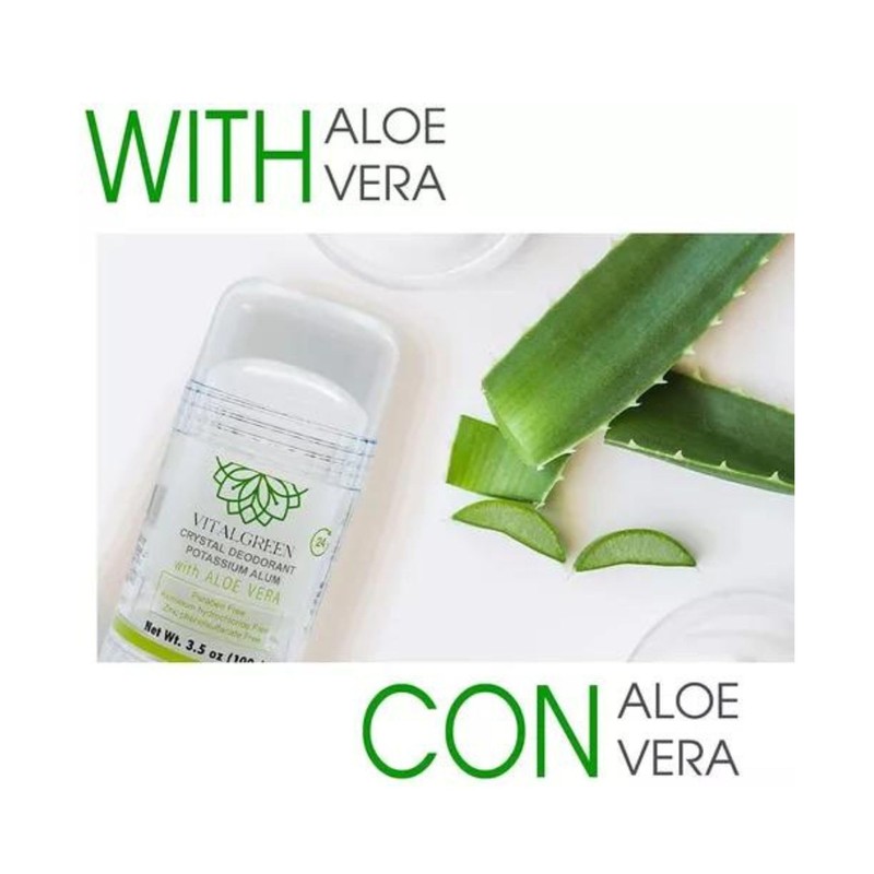 2 Pack Desodorante Cristal Alumbre Con Aloe Vera 100g Vital