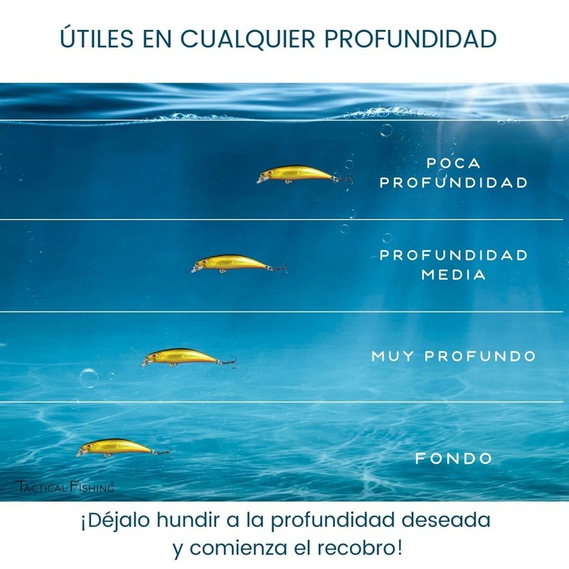 TACTICAL FISHING 6 Piezas - Seis Minnows De Hundimiento Lento,