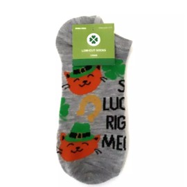 Unbranded St. Patrick's Day Women's Low Cut Leprechaun Cat Socks So Lucky Right Meow