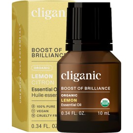Cliganic USDA Organic Lemon Essential Oil, 100% Pure & Natural | Undiluted, for Aromatherapy, Household Cleaning | Non-GMO Verified (Packaging May Vary)