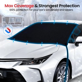 REEVAA 2025 Upgraded Car Windshield Cover for Ice & Snow [All-Weather Protection] Magnetic Fit Weatherproof Frost Cover, Winter Accessories, Fit for Full-Size Trucks/SUVs, MPV - X-Large (70''x54'')