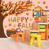 Whaline 100Pcs Happy Fall Tree Cutouts Autumn Maple Leaf Bulletin