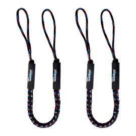 MALZE-NEWSEED Bungee Dock Lines for Boat, 4 Feet Shock Absorb Dock Tie Premium Mooring Ropes for Boat Pontoon Fender, PWC, Jet ski, Kayak, Canoe, Power Boat, 2 PCS (Black/Blue/RED)