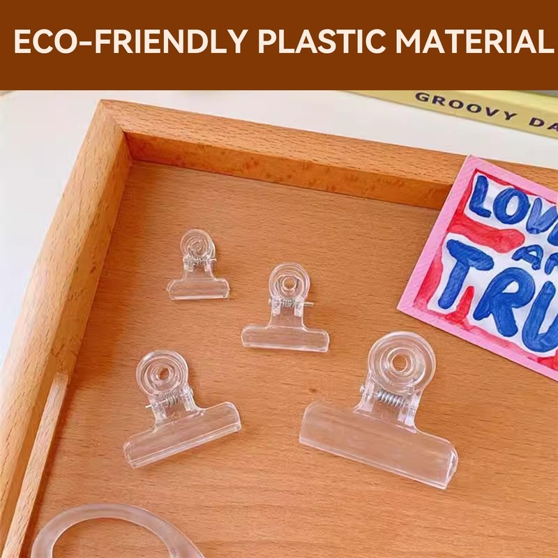 4Pcs Plastic Clear Clips Clamps, Chip Bag Clips Bulldog Clips
