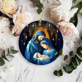 Holy Family Nativity Ornament – Religious Christmas Ornament Featuring Mary, Joseph & Baby Jesus, Christian Faith Décor, Sacred Birth of Christ Ornament, Inspirational Gift for Believers & Families