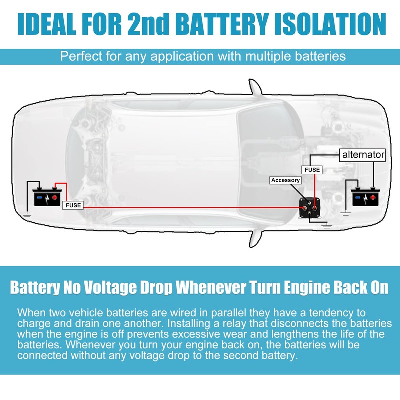 Newdeli 200Amp Battery Isolator 12V Relay Continuous Battery Isolator and