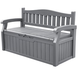 Devoko 80 Gallon Storage Bench Deck Box Lockable for Patio Furniture, Garden Decor and Outdoor Seating for Cushions, Garden Tools and Pool Supplies. (Grey)