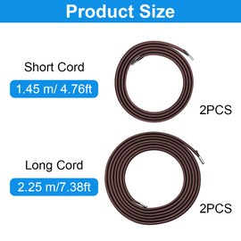 OFFCUP Elastic Cord for Sun Lounger, Pack of 4 Elastic Cord for Deck Chair, Elastic Cord Thread with End Caps, Rubber Cord for Relaxing Deckchair, Replacement Parts for Garden Loungers - Brown