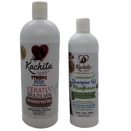 Kit NEW Brazilian Keratin Blowout Treatment Kachita Spell Chocolate 32 fl oz + Shampoo Conditioner for Keratin Treatments