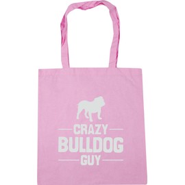 Hippowarehouse Crazy Bulldog guy Tote Shopping Gym Beach Bag 42cm x38cm, 10 litres