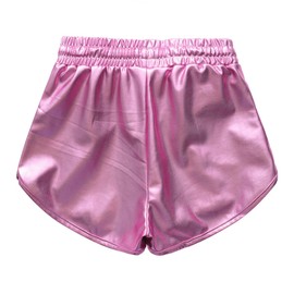 Girls Pink Metallic Shorts Sparkly Shinly Dance Hot Pants Shorts for Kids Size 4-5 Years