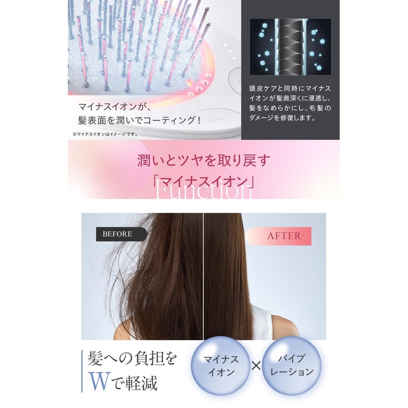EMS Brush Mini Wavewave EMS Hair Brush, Ion Care, Red