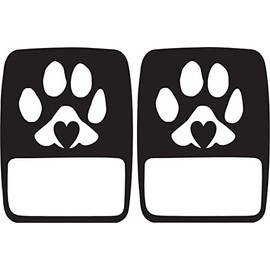 JeepTails Dog Paw Heart tail lamp light covers (non-LED) compatible with Jeep Gladiator Black 1 pair