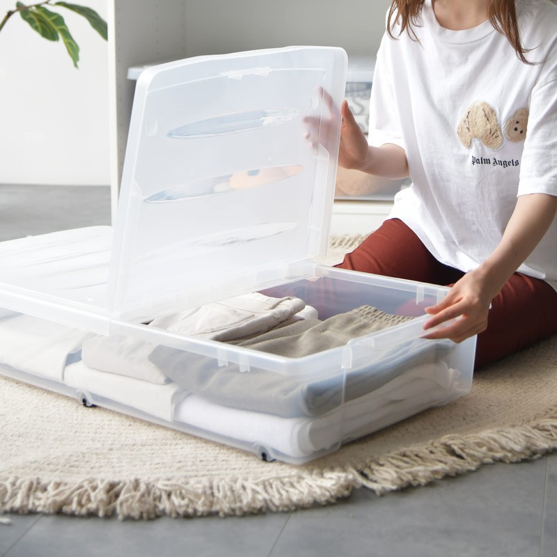 Citylife 57 QT Plastic Under Bed Storage Bins with Double-opening