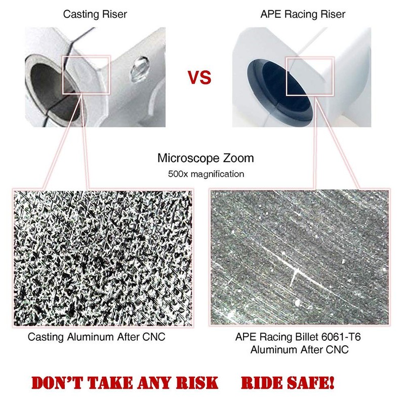 APE RACING Pivoting Handlebar Risers – 2'' Height Rise CNC