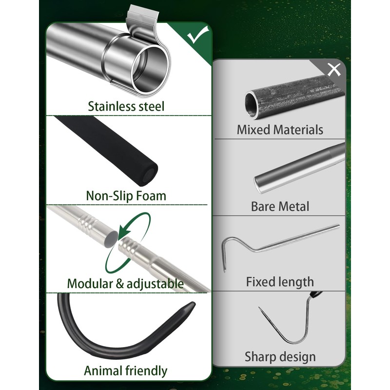 Quynhni Snake Hooks, Heavy Duty Snake Hook Reptile Catcher Stick
