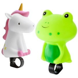 SWZY 2Pcs Cartoon Bike Bell, Frog Unicorn Squeeze Bicycle Horn, Cute 3D Unicorn Bicycle Horn,Kids Cute Cartoon Bike Horn, Bike Horn Ringtone Alert For Toddler Boys Girls Bike Accessories