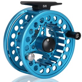 Sougayilang Fly Fishing Reel, Die Cast Aluminum Fly Reel, 5/6, 7/8, Weight Saltwater Fly Reels-Blue- 5/6