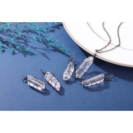 CrystalTears Clear Quartz Crystal Necklace Tree of Life Wire Wrapped Irregular Quartz Healing Crystal Point Gemstone Pendant Necklace Jewelry for Women Mother's Day Gift