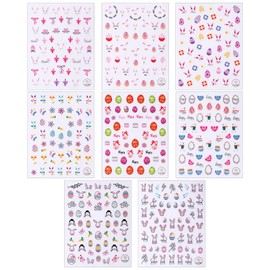 8pcs 3D Easter Nail Stickers Cartoon Rabbits Easter Nail Decals for Nail Art Supplies Spring Nail Stickers for Women Easter Egg Bunny Stickers for Nails Easter Nail Art Stickers Easter Nails Stickers