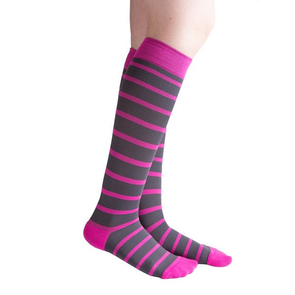 VenaCouture Womens 15-20 mmHg Compression Socks, Bold Candy Stripe Pattern
