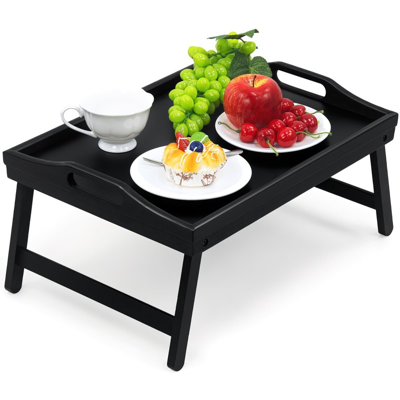 2 Pack Bed Tray Table Breakfast Trays Serving Tray Bamboo