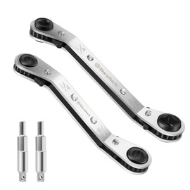 DURATECH HVAC Service Wrench Set, Refrigeration Wrench, 3/16", 1/4", 5/16", 3/8", for Air Conditioning & Refrigeration Equipment, with Hex Bit Adapter
