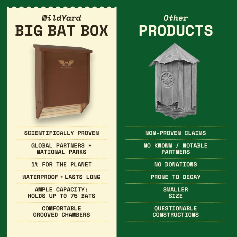 BIGBATBOX Wooden Large Bat House for Outdoors - 2 Chamber,