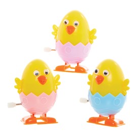 Baker Ross FX469 Easter Chick Wind Up Toys - 3 Pack Easter Racing Toys for Kids Party Bag Filler
