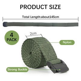 Acuxiaza 4 PCS Green Trail Camera Straps Wildlife Trail Camera Mounting Straps 145cm Heavy Duty Nylon Straps With Cam Buckles Tie Down Cinch Straps Nylon Fiber Straps for Hunting Camera Accessories